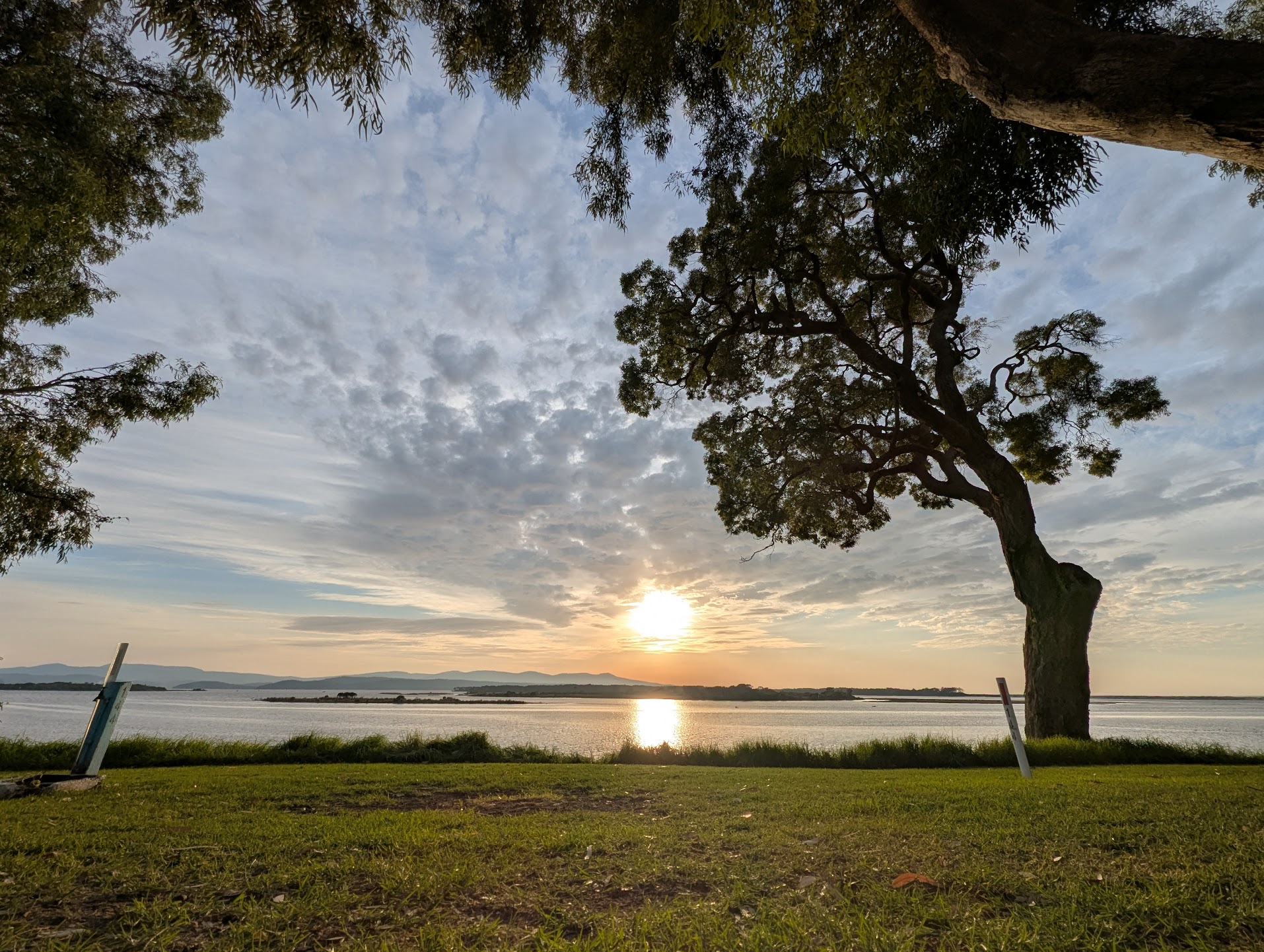 Sunrise view from the swag at Mallacoota Foreshore